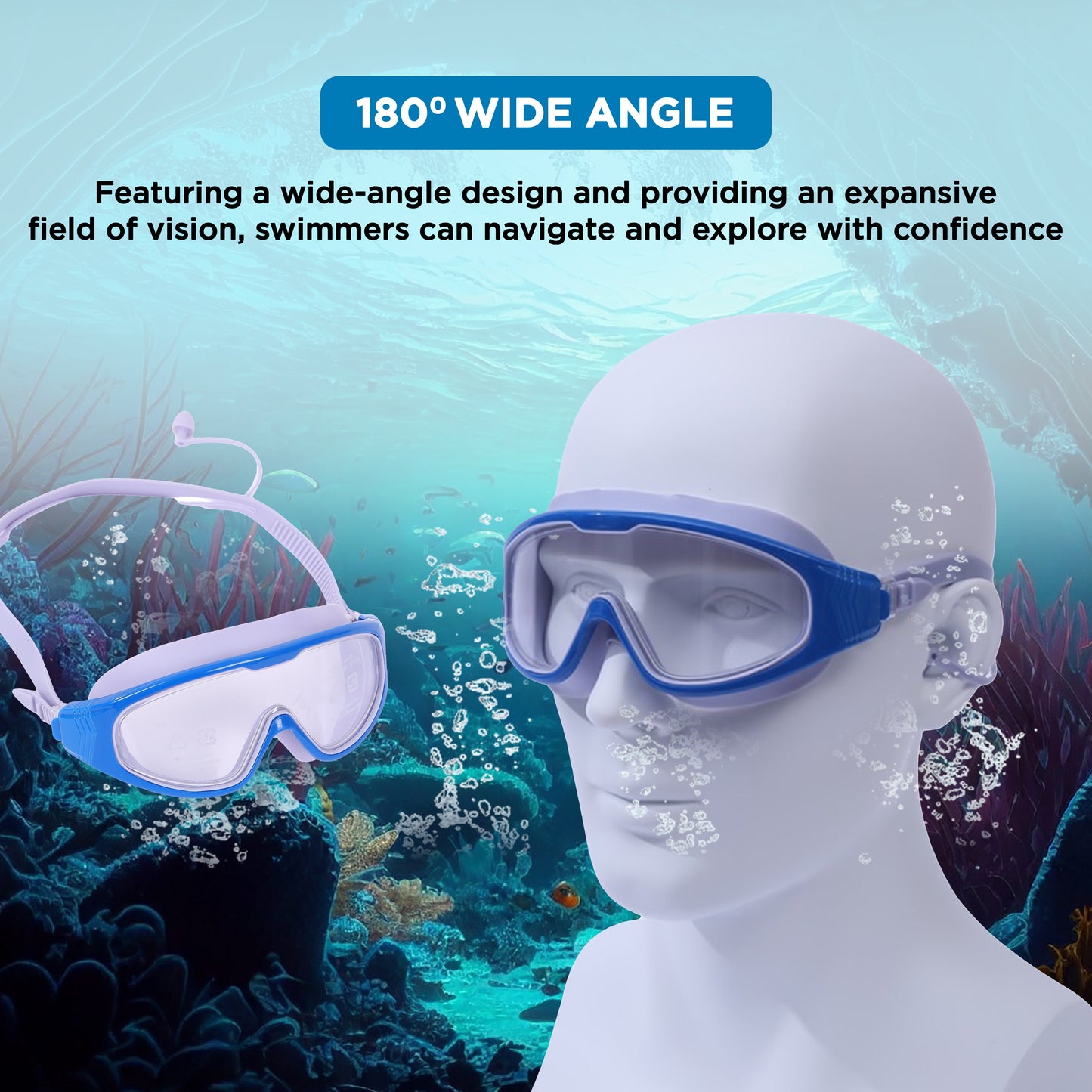 Endless EL1009 Infinity Premium Anti-Fog and UV Protection Swimming Goggles | Material: Silicone, Polyurethane | Stylish Large Frame for More Vision | Soft Silicone Gasket to Prevent Leakage | With Hard Case