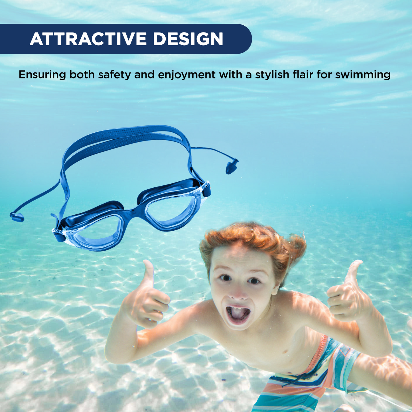 Endless EL1001 Anti-Fog and UV Protection Swimming Goggles | Material: Silicone, Rubber | Attached Earbuds and Adjustable Strap | Soft Silicone Gasket to Prevent Leakage | With Hard Case
