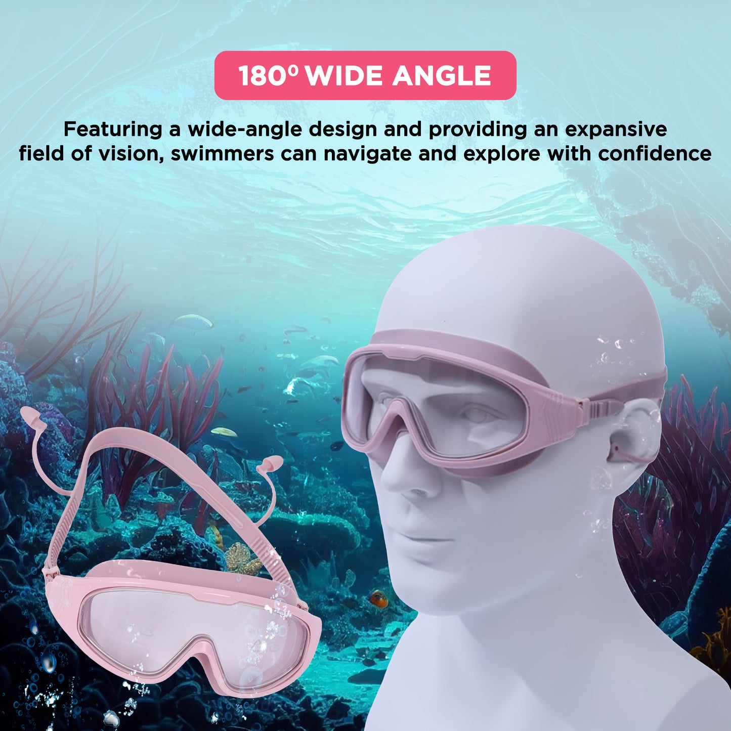 Endless EL1009 Infinity Premium Anti-Fog and UV Protection Swimming Goggles | Material: Silicone, Polyurethane | Stylish Large Frame for More Vision | Soft Silicone Gasket to Prevent Leakage | With Hard Case