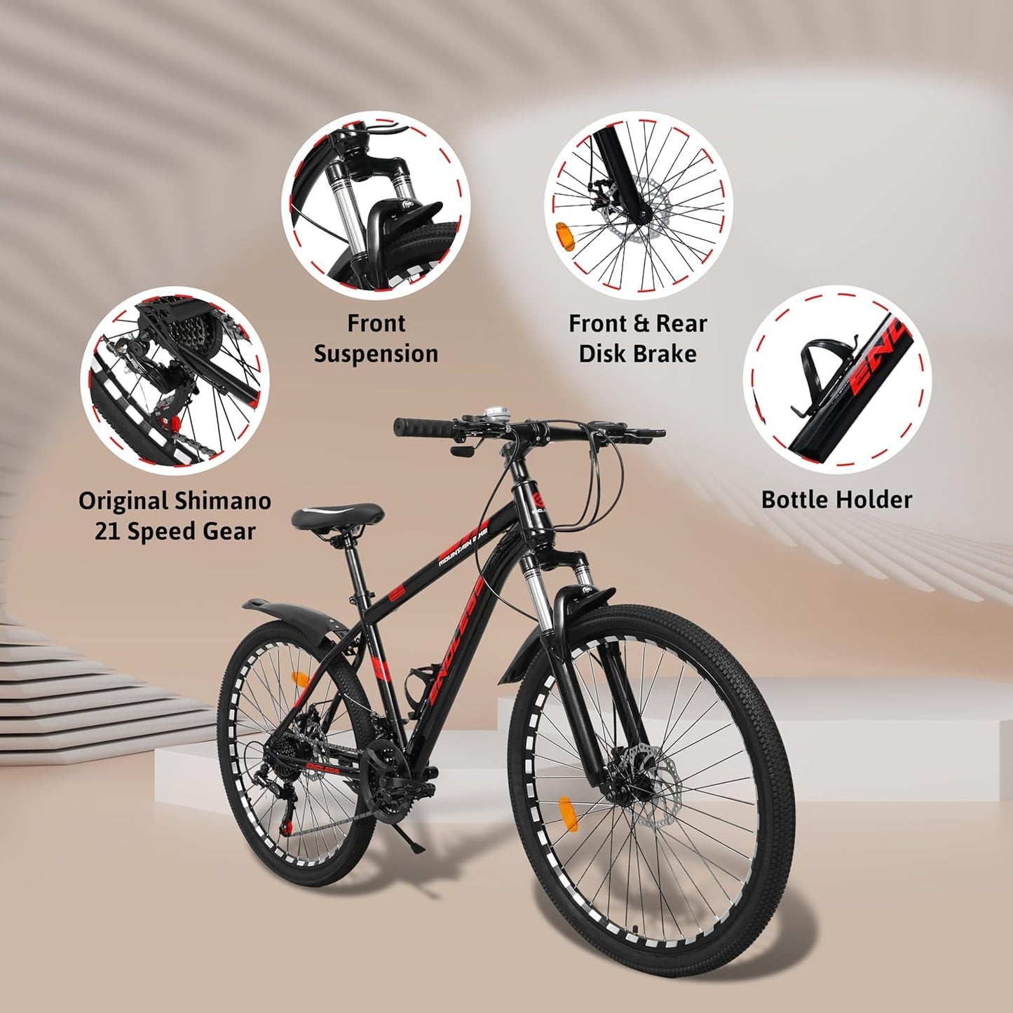 Endless 17" Aluminum Alloy Frame Mountain Bike with 27.5" Wheels with Shimano Altus 21 Speed Shifter for Adults | Disc Brakes, Adjustable Seat, All Terrain Tires, Suspension Mountain Bike for Men and Women