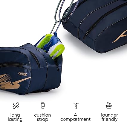 HUNDRED Cosmogear Badminton Bag | Double Zipper | Front Zipper Pocket Bag, Polyester
