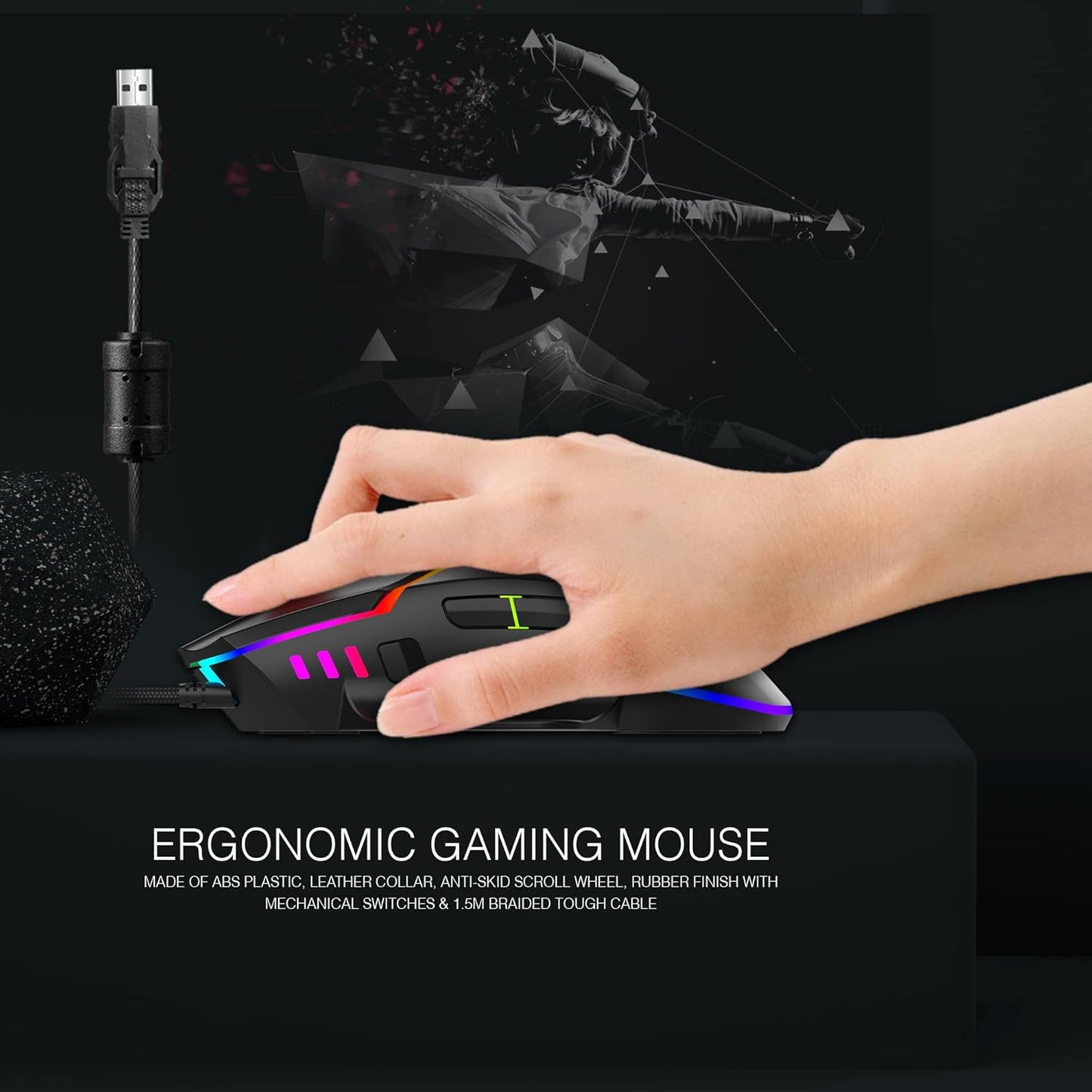 Ant Esports GM320 RGB ماوس ألعاب سلكي بصري | 8 أزرار قابلة للبرمجة | 12800 نقطة في البوصة