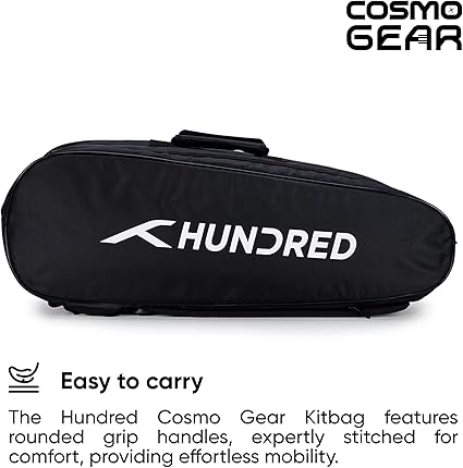 HUNDRED Cosmogear Badminton Bag | Double Zipper | Front Zipper Pocket Bag, Polyester