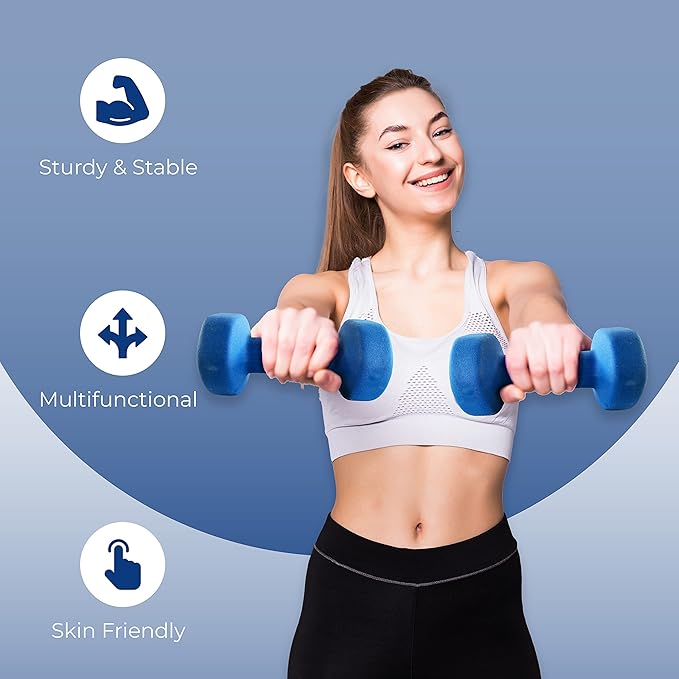 Anythingbasic Neoprene Dumbbells Includes 2 Dumbbells | Material: Iron with Neoprene Coating | Exercise & Fitness Weights for Women & Men at Home/Gym