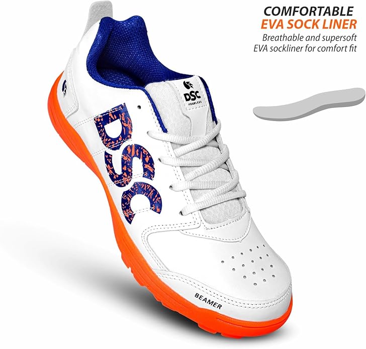 DSC Beamer Cricket Shoes for Men and Boys | Breathable Mesh | Non-Slip Sole | Embossed Design | Durable and Lightweight