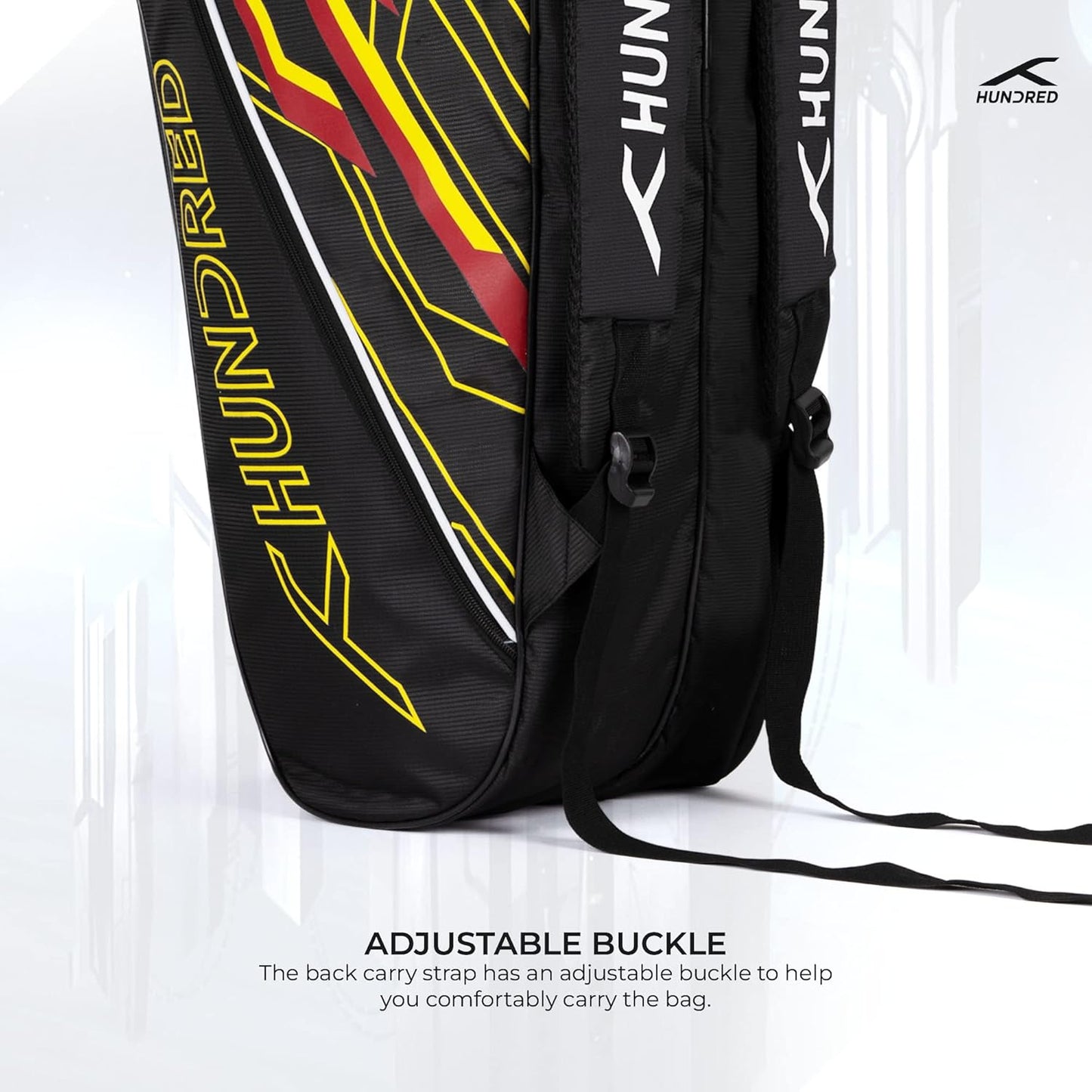 HUNDRED Two Step Badminton and Tennis Racquet Kit Bag (Navy, Medium/6in1) | Polyester | Multiple Compartment with Side Pouch | Easy-Carry Handle | Padded Back Straps | Front Zipper Pocket