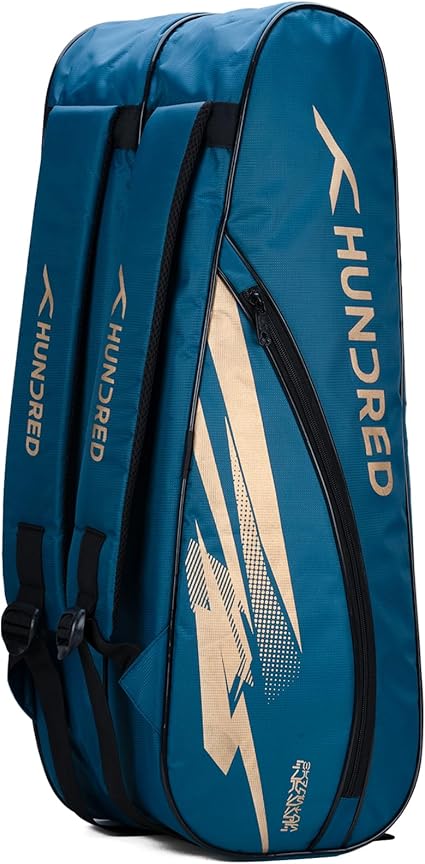 HUNDRED Cosmogear Badminton Bag | Double Zipper | Front Zipper Pocket Bag, Polyester