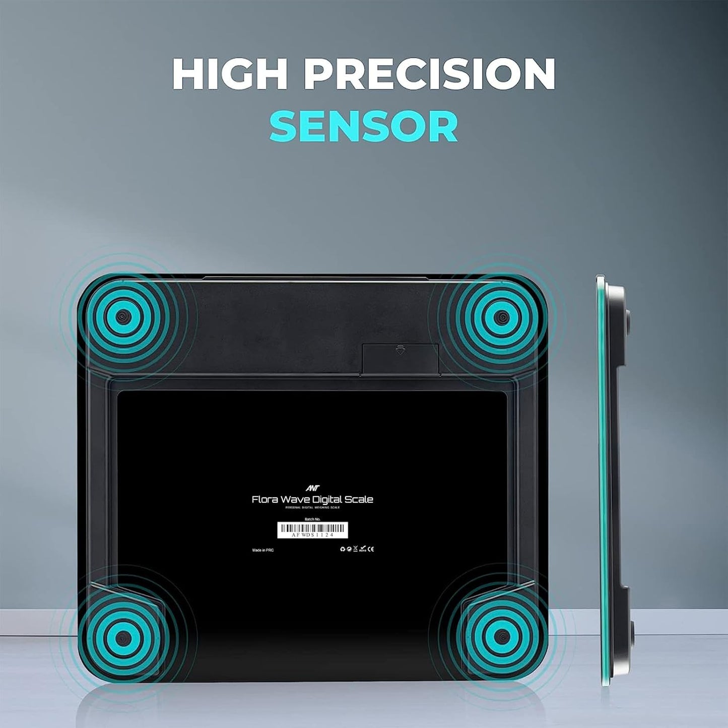 ANT ESPORTS Flora Wave High Precision Digital Body Weight Scale with LED Display Accurately Measures Weight Up to 180kg - Black