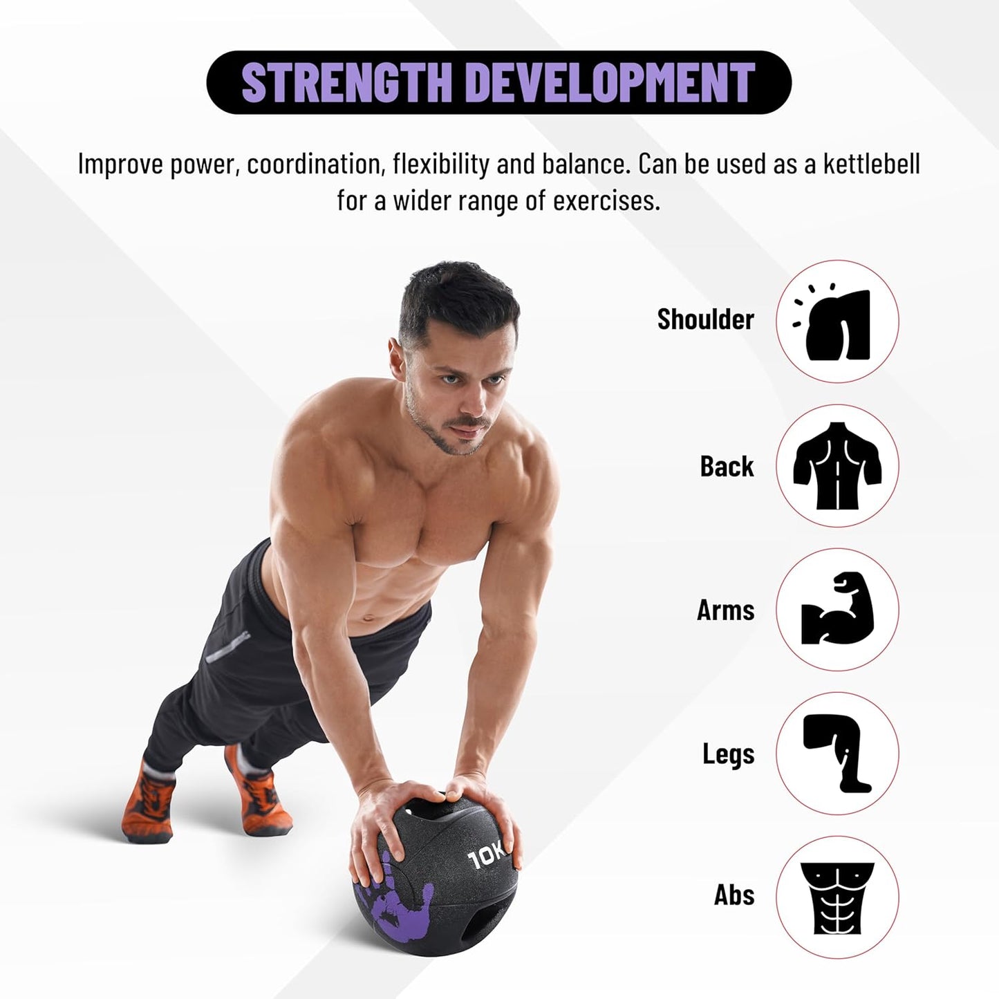 Endless Infinity Double Handle Medicine Ball | Black | Rubber | Core Strengthening, Fitness, Cardio, Home and Gym Workouts | For Men and Women