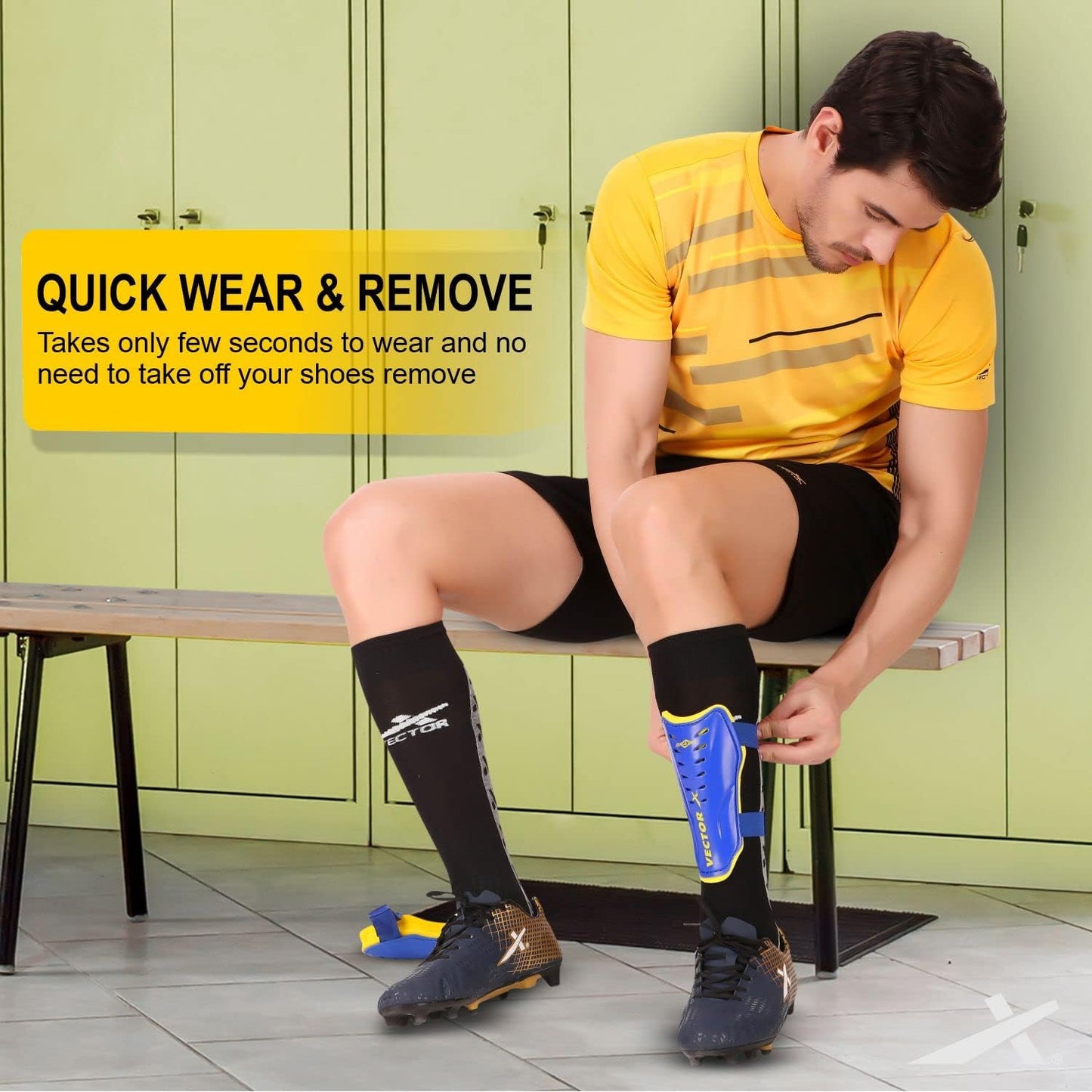 Vector X Brazil Shin Guard, Small (Blue/Yellow)