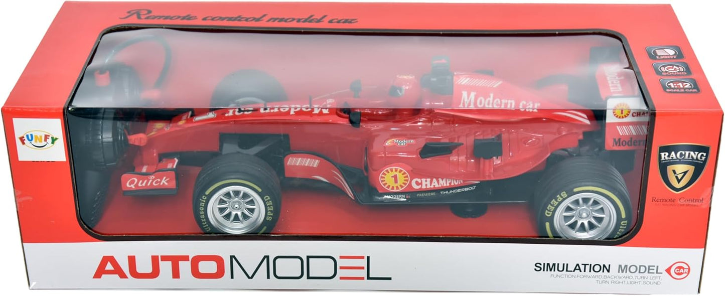FUNFY 1/12 Scale Formula One Ferrari RC Car – High-Speed Remote Control Racing Model with Drift Function, 2.4GHz Wireless Controller – Red F1 Sports Toy for Kids & Adults