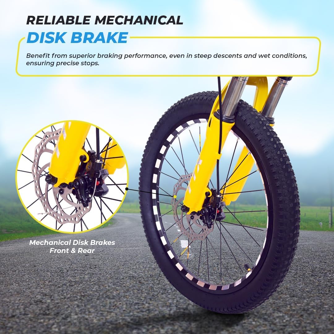 Endless 20 Inch Alloy Steel Kids cycle with 21 Speed Transmission | Blue and Yellow | Ages 6-9 | Kids cycle with Disc Brakes, Adjustable Seat and All Terrain Tires