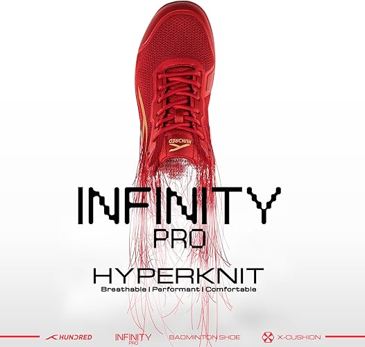 HUNDRED Infinity Pro أحذية تنس الريشة (بدون علامات) | مثالية أيضًا لرياضة الاسكواش وتنس الطاولة والكرة الطائرة وكرة السلة والرياضات الداخلية | خفيفة الوزن ومتينة | وسادة X