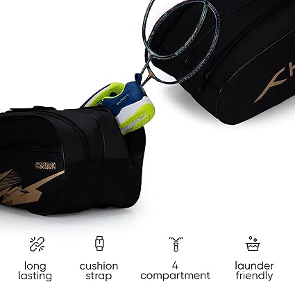 HUNDRED Cosmogear Badminton Bag | Double Zipper | Front Zipper Pocket Bag, Polyester