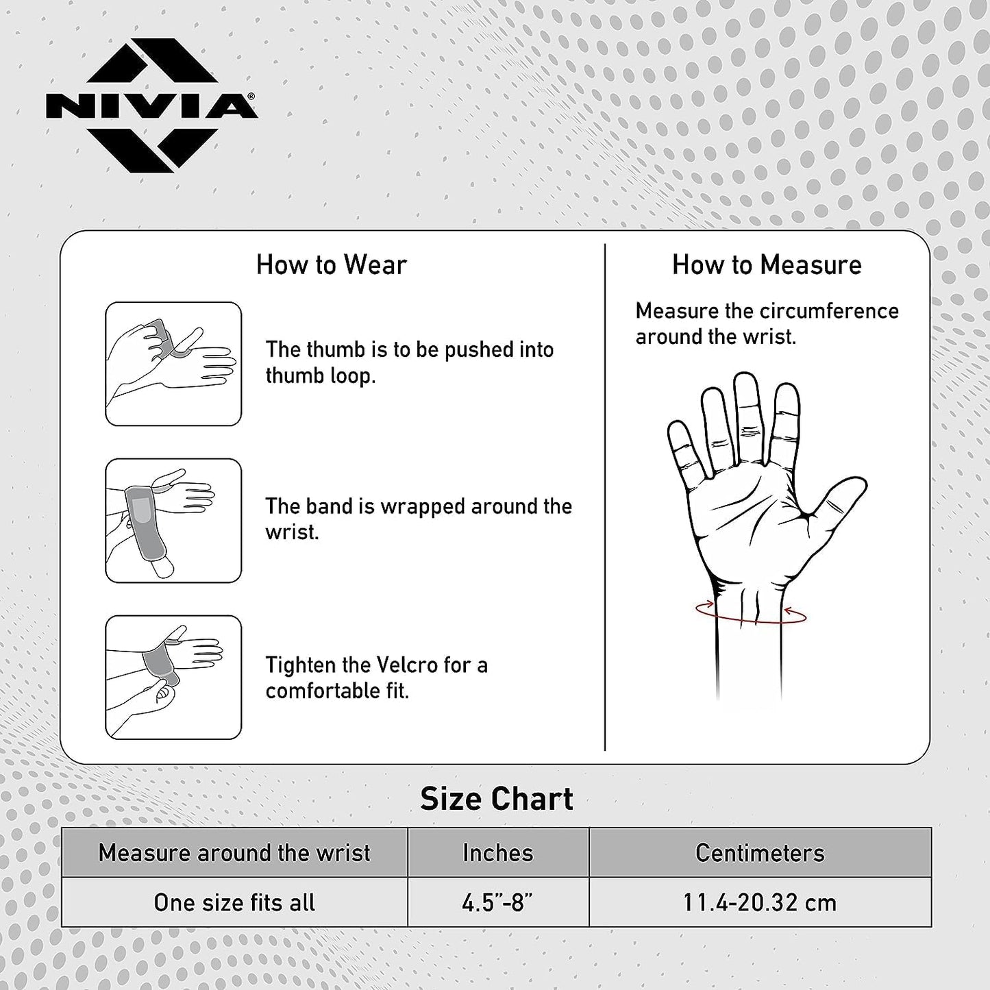 NIVIA Weight Lifting Wrist Support with Thumb Loop Strap for Sports - Made of Velcro and Elastic Strap for Men and Women