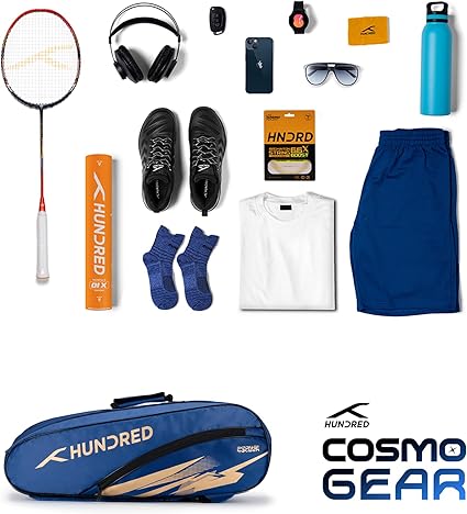 HUNDRED Cosmogear Badminton Bag | Double Zipper | Front Zipper Pocket Bag, Polyester