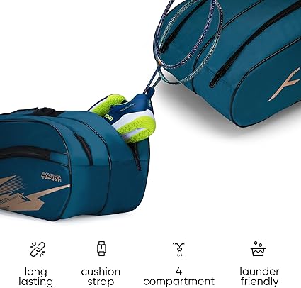 HUNDRED Cosmogear Badminton Bag | Double Zipper | Front Zipper Pocket Bag, Polyester