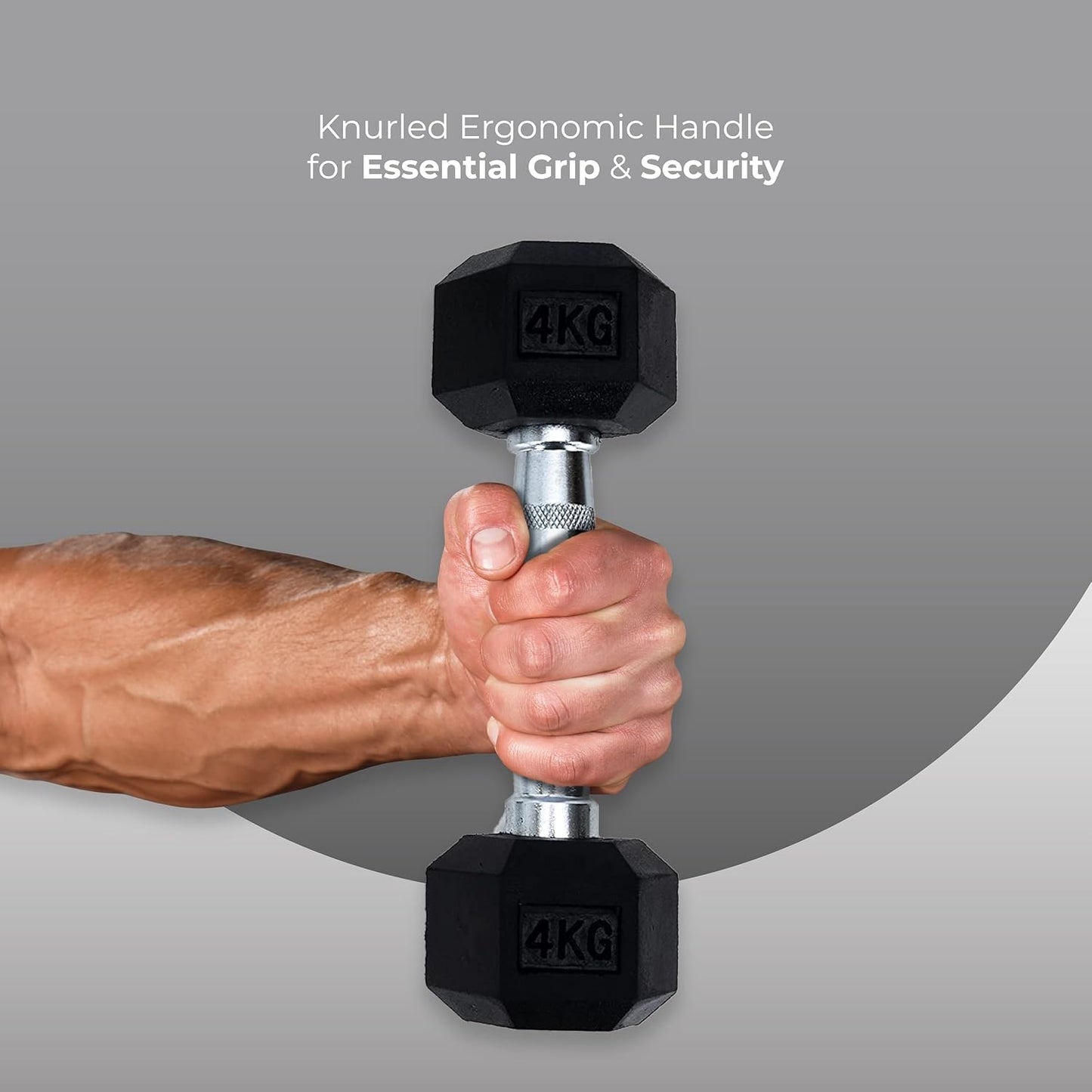 Endless Rubber Coated Hexagon Dumbbell | Material: Iron and Rubber | Perfect for Bodybuilding, Fitness, Weightlifting, Home or Gym Training