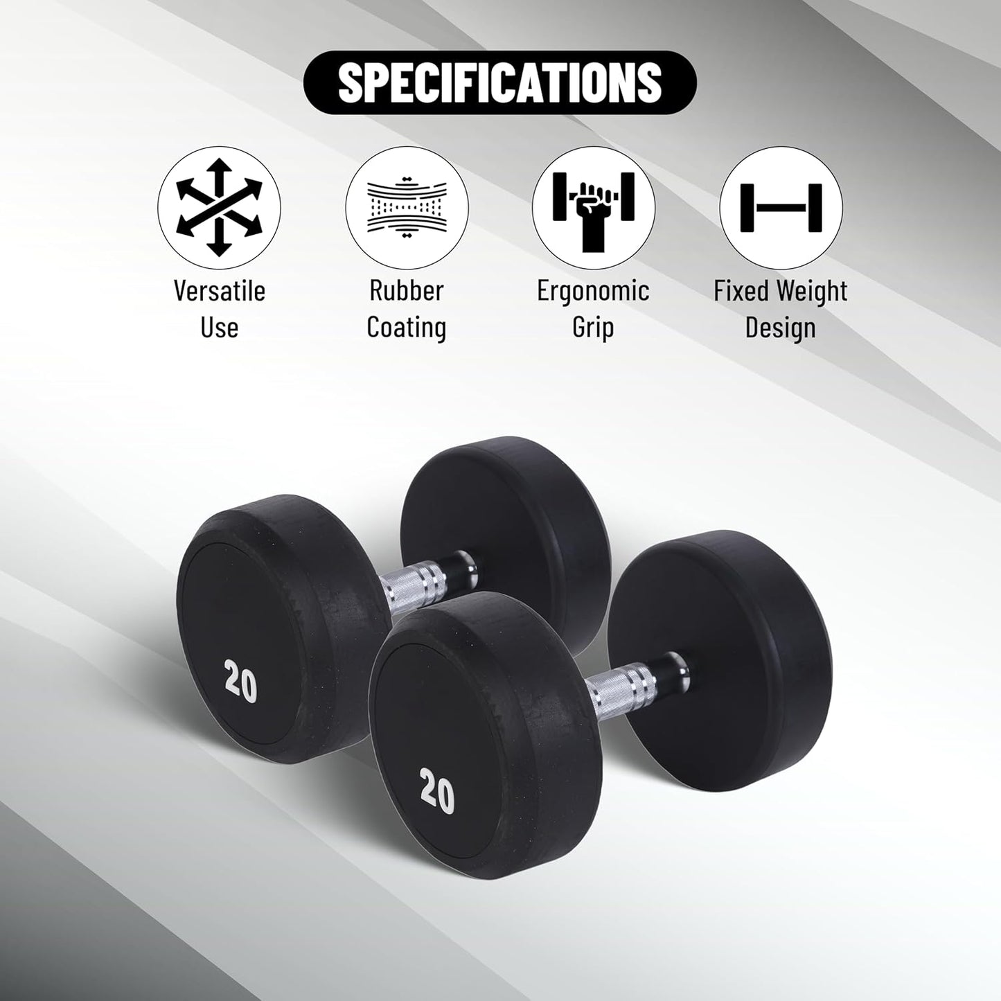 Endless Rubber Bouncy Dumbbells | Material: Iron and Rubber | Perfect for Bodybuilding, Fitness, Weightlifting, Home or Gym Training | for Men and Women