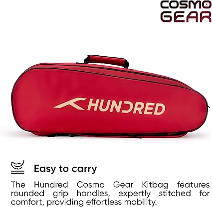 HUNDRED Cosmogear Badminton Bag | Double Zipper | Front Zipper Pocket Bag, Polyester