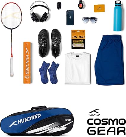 HUNDRED Cosmogear Badminton Bag | Double Zipper | Front Zipper Pocket Bag, Polyester