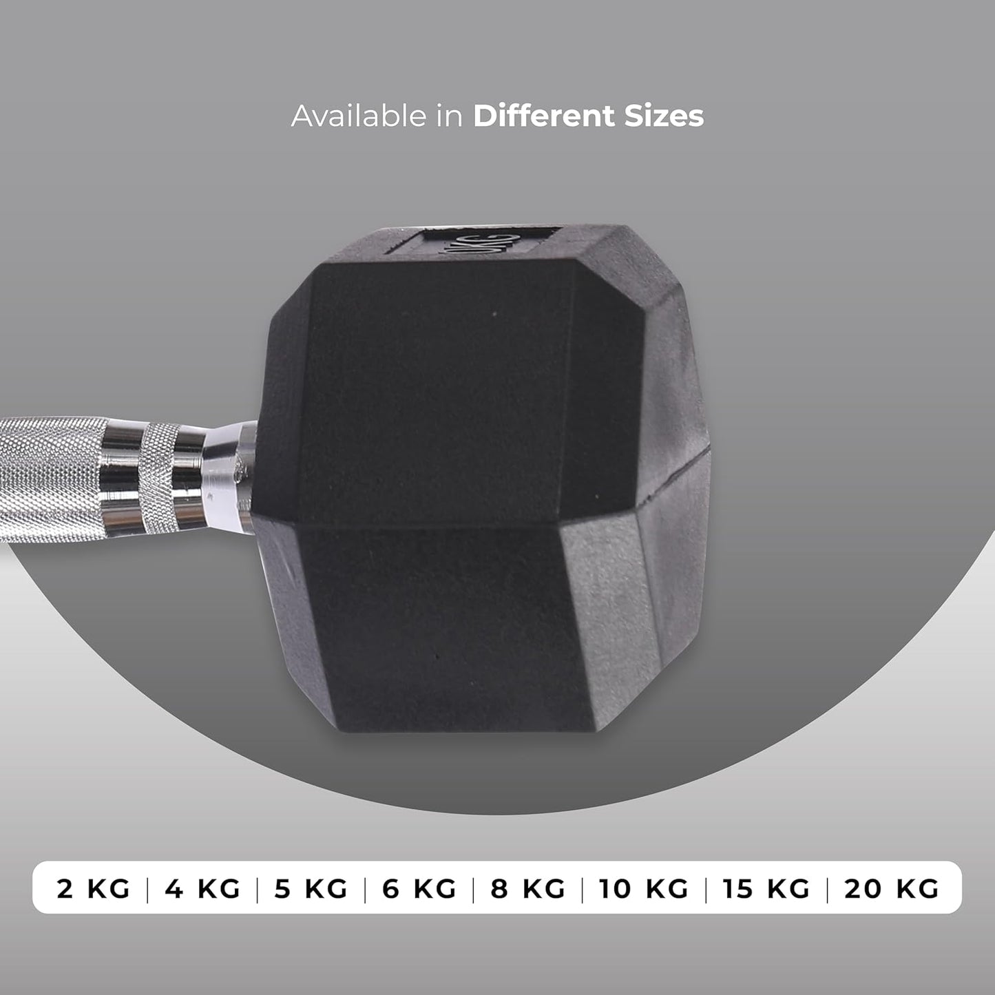 Endless Rubber Coated Hexagon Dumbbell | Material: Iron and Rubber | Perfect for Bodybuilding, Fitness, Weightlifting, Home or Gym Training