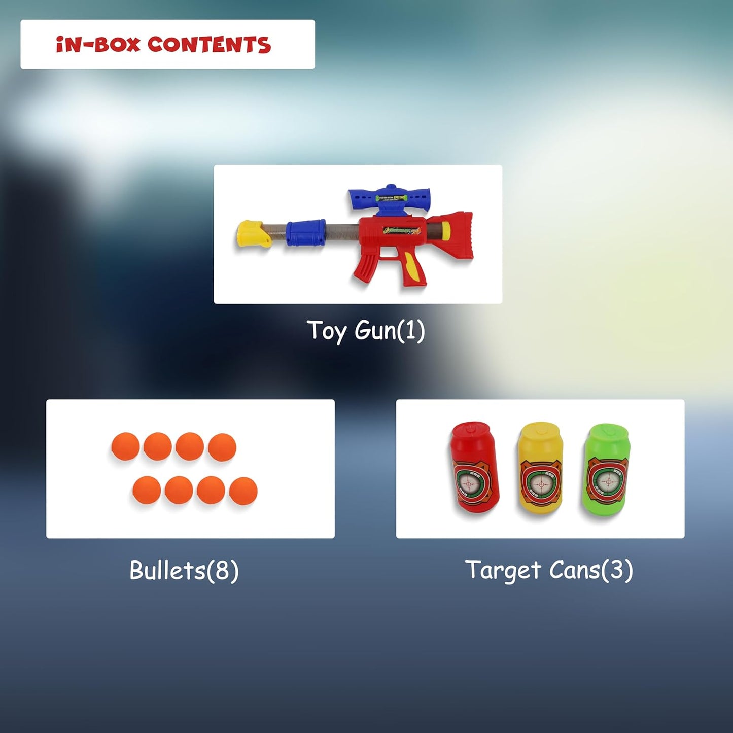 FUNFY مسدس رصاص ناعم هوائي مع 8 رصاصات ناعمة و3 علب، متعدد الألوان، من الرغوة والبلاستيك، مسدس هوائي مثالي للتدريب على التصويب، واعد بالإثارة والرماية الآمنة، للأطفال