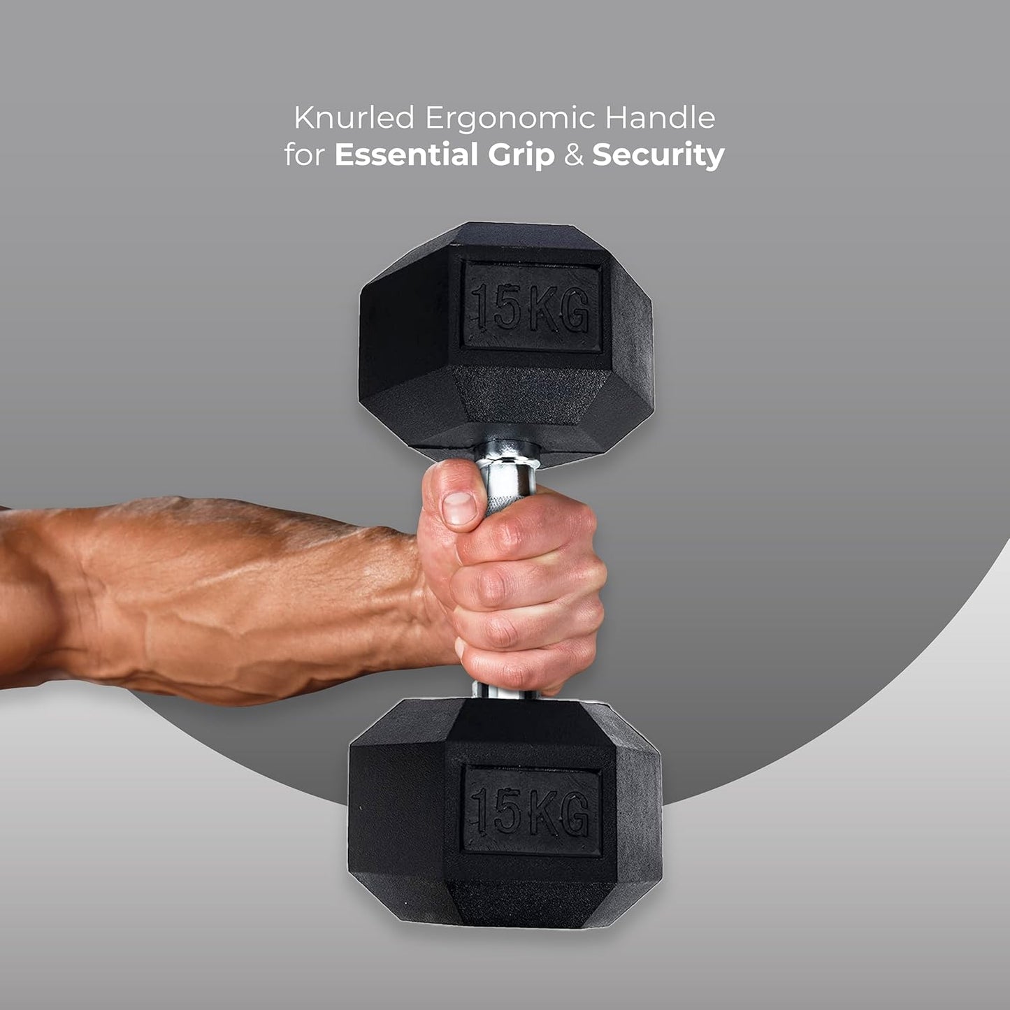 Endless Rubber Coated Hexagon Dumbbell | Material: Iron and Rubber | Perfect for Bodybuilding, Fitness, Weightlifting, Home or Gym Training