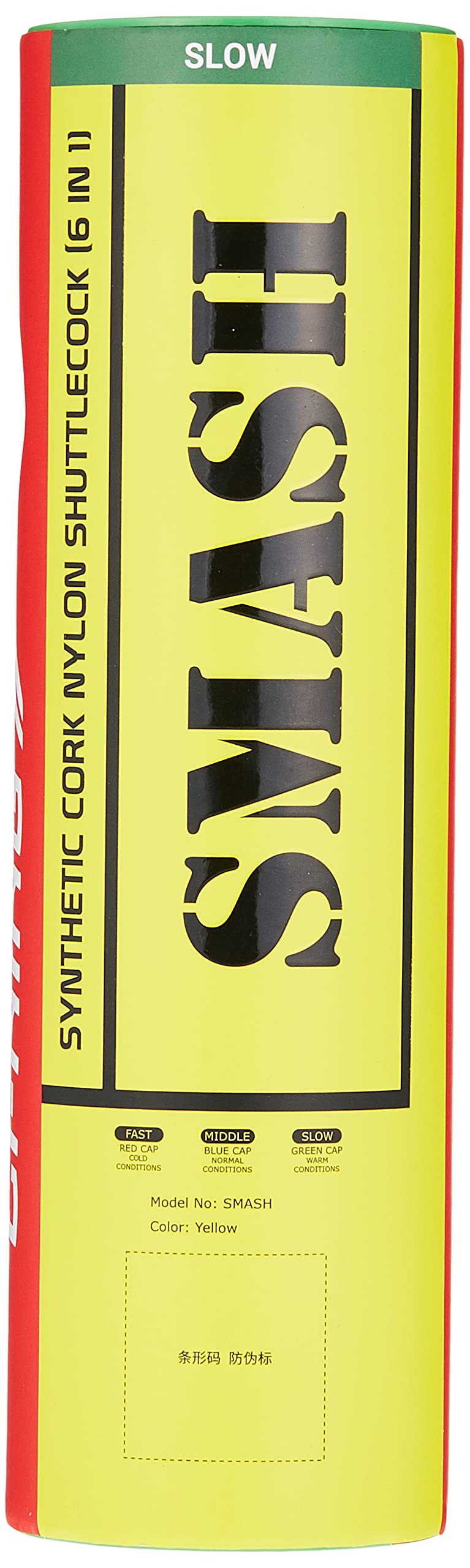 Li-Ning Shuttle-Smash Nylon Shuttlecocks (Yellow, Slow Speed) | Superior Durability | Synthetic Cork