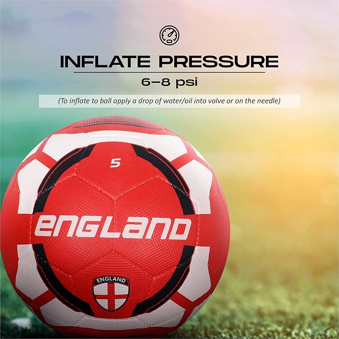 Vector X England Moulded Rubber Soccer Ball, Size 5 (White/Red)