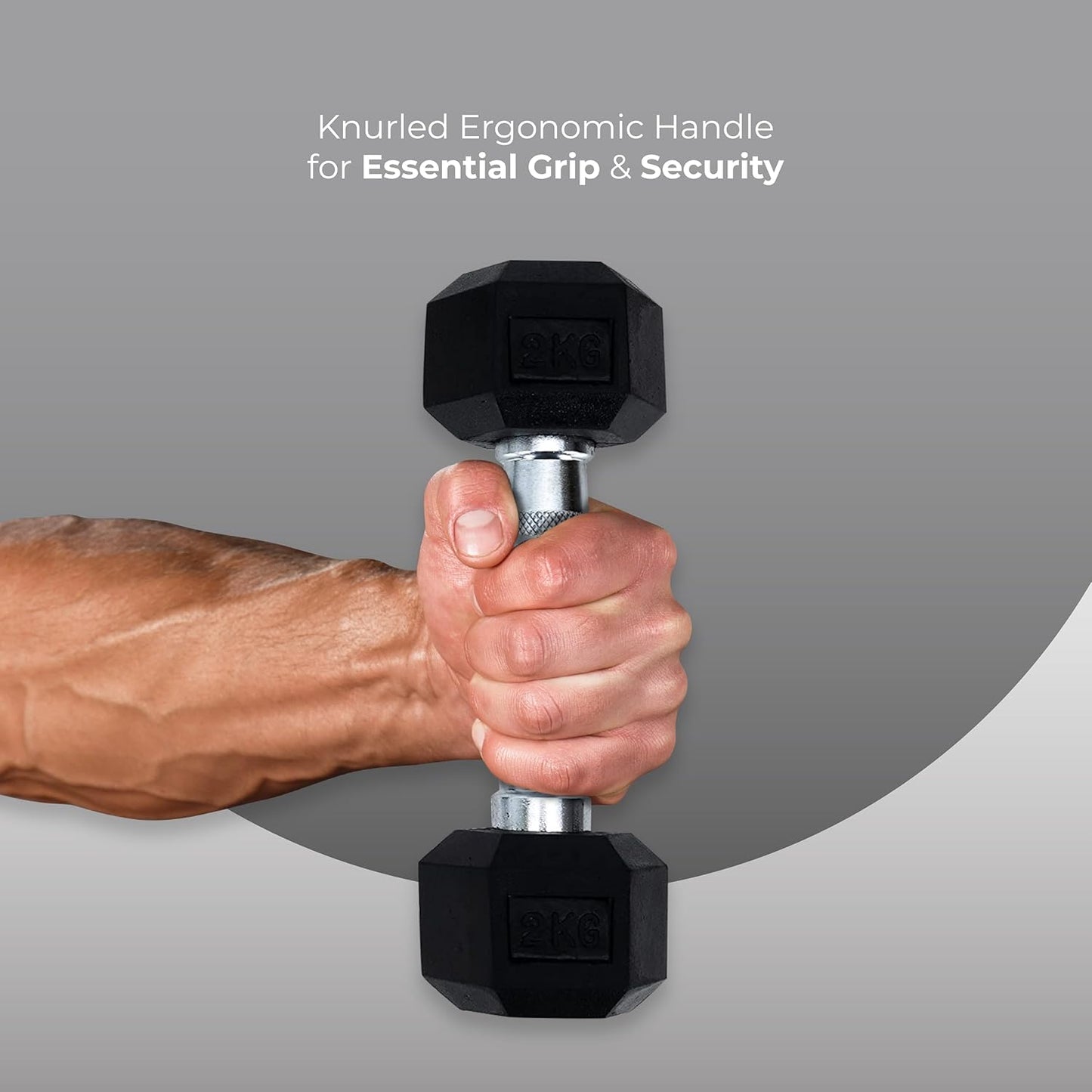 Endless Rubber Coated Hexagon Dumbbell | Material: Iron and Rubber | Perfect for Bodybuilding, Fitness, Weightlifting, Home or Gym Training