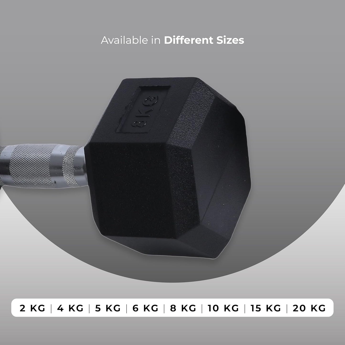 Endless Rubber Coated Hexagon Dumbbell | Material: Iron and Rubber | Perfect for Bodybuilding, Fitness, Weightlifting, Home or Gym Training