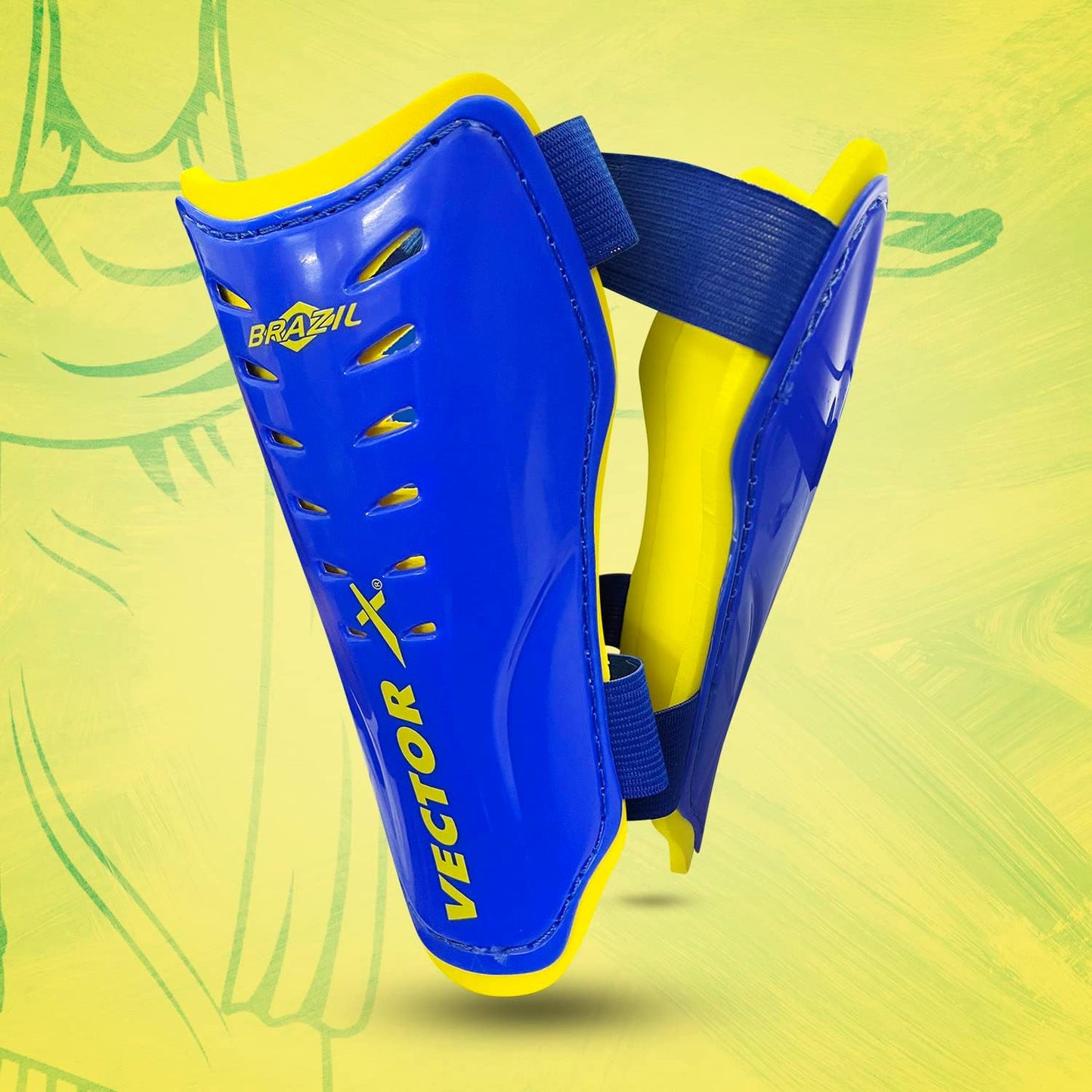 Vector X Brazil Shin Guard, Small (Blue/Yellow)