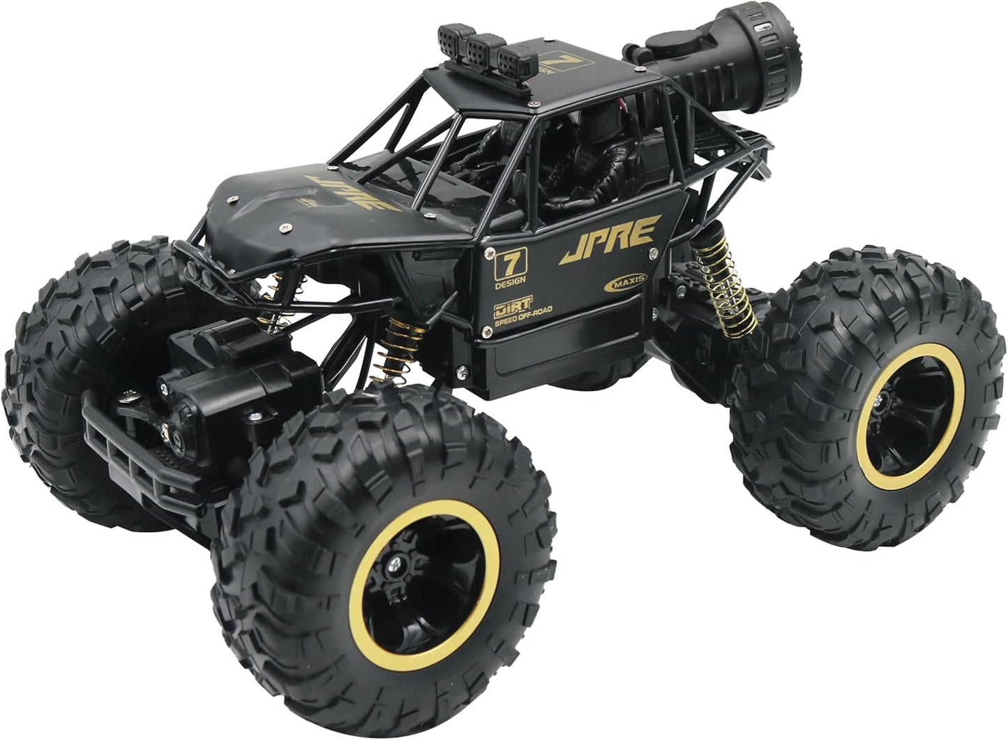 FUNFY 1:16 Rock Explorer RC Toy Car With 4WD | Black | With 4 Soft Suspensions, Dual Motor, Lightning Mist Spray, Better gripping Tyres, Rugged Body and Rechargeable Battery for Kids Gift