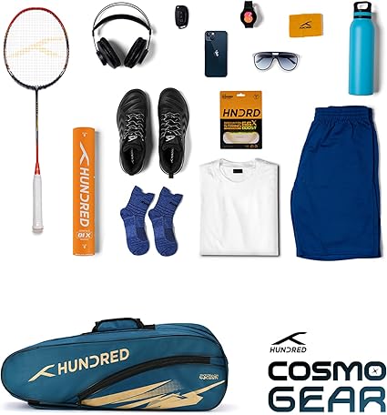 HUNDRED Cosmogear Badminton Bag | Double Zipper | Front Zipper Pocket Bag, Polyester