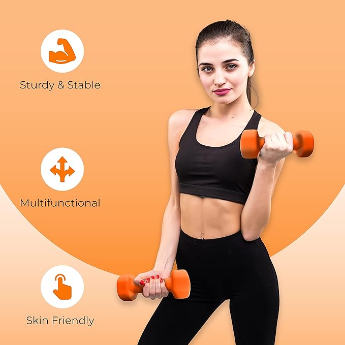 Anythingbasic Neoprene Dumbbells Includes 2 Dumbbells | Material: Iron with Neoprene Coating | Exercise & Fitness Weights for Women & Men at Home/Gym