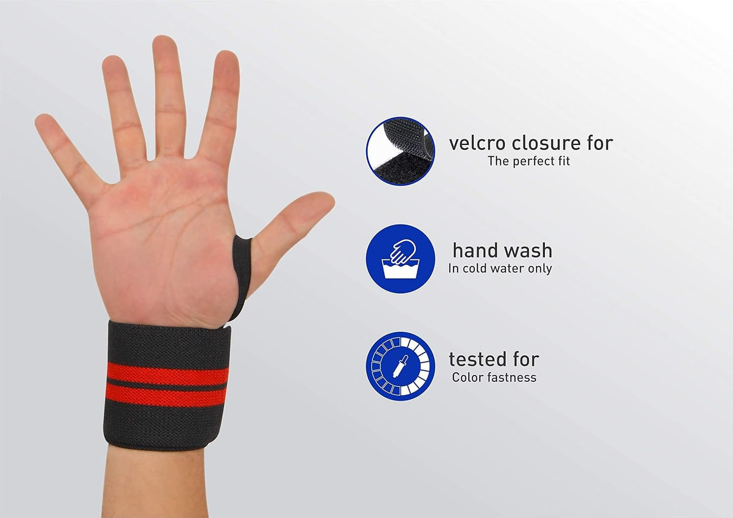 NIVIA Weight Lifting Wrist Support with Thumb Loop Strap for Sports - Made of Velcro and Elastic Strap for Men and Women