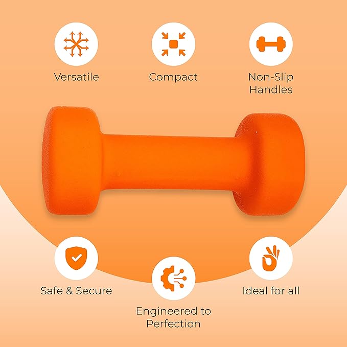 Anythingbasic Neoprene Dumbbells Includes 2 Dumbbells | Material: Iron with Neoprene Coating | Exercise & Fitness Weights for Women & Men at Home/Gym