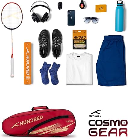 HUNDRED Cosmogear Badminton Bag | Double Zipper | Front Zipper Pocket Bag, Polyester