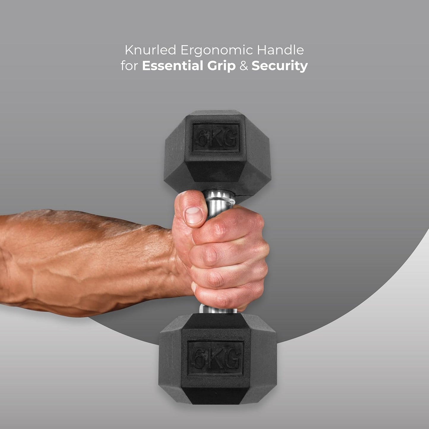 Endless Rubber Coated Hexagon Dumbbell | Material: Iron and Rubber | Perfect for Bodybuilding, Fitness, Weightlifting, Home or Gym Training