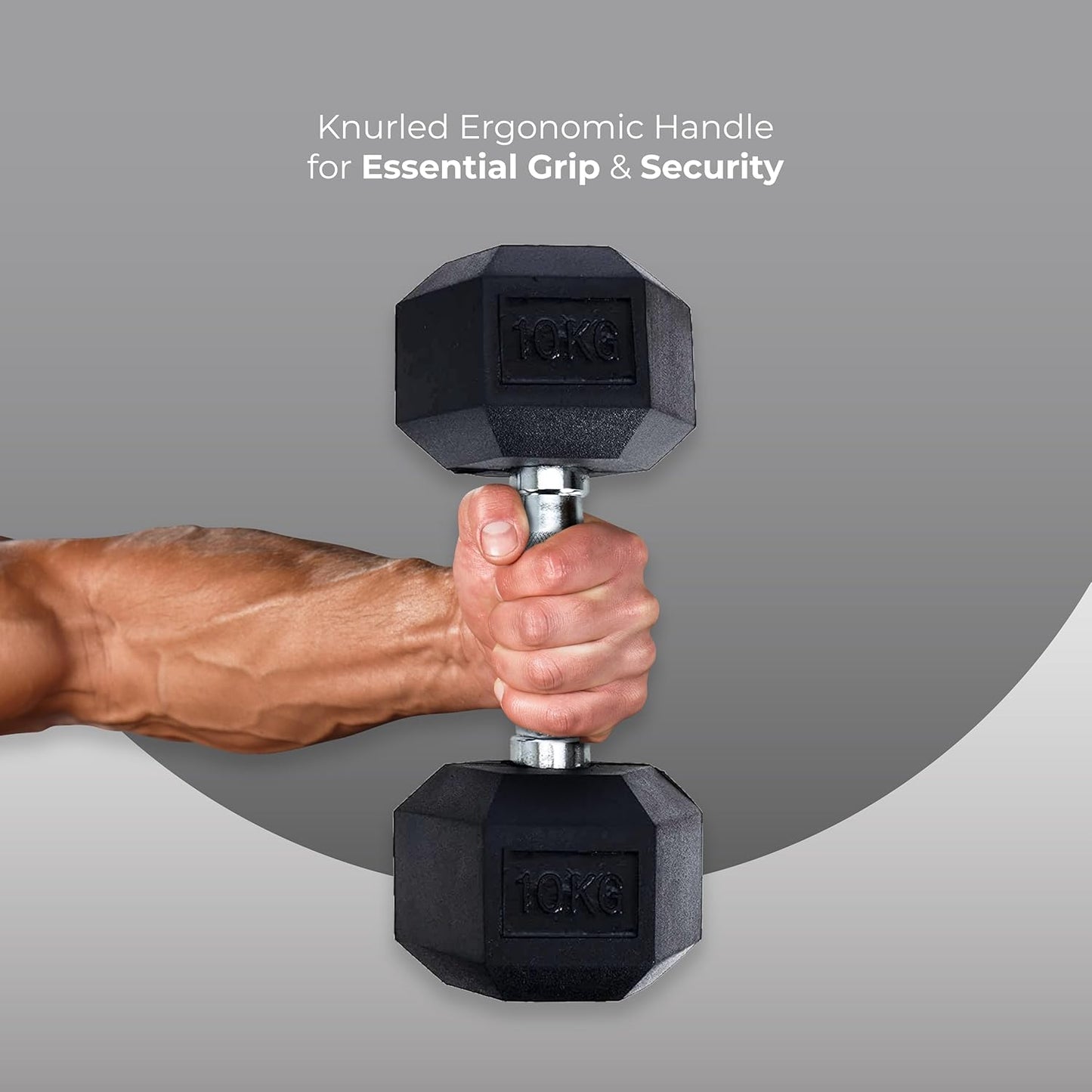 Endless Rubber Coated Hexagon Dumbbell | Material: Iron and Rubber | Perfect for Bodybuilding, Fitness, Weightlifting, Home or Gym Training