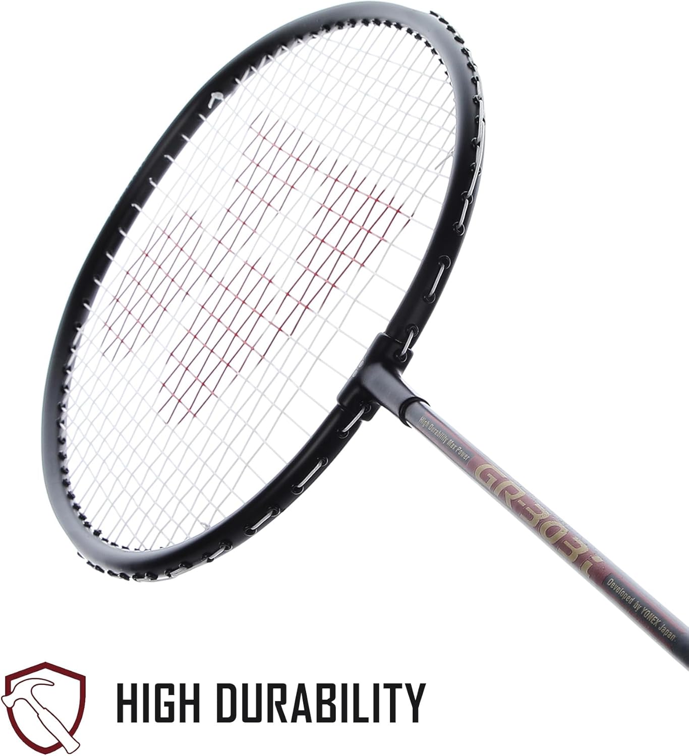 Yonex GR 303i Badminton Racket | Full Cover | Color: Black | Size: Standard | Material: Aluminum | Skill: Medium | Shape: Isometric | High Durability | Lightweight for Superior Control
