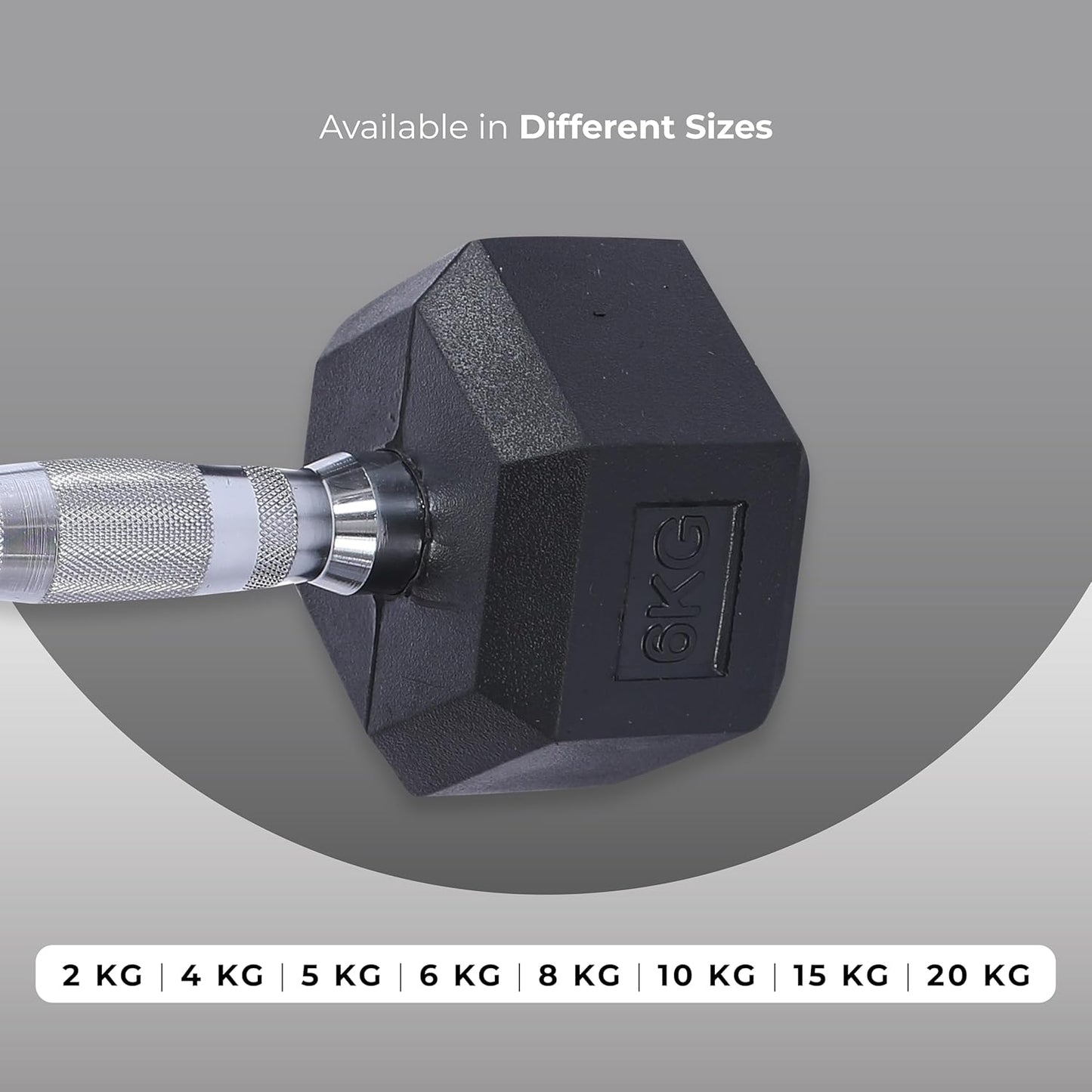 Endless Rubber Coated Hexagon Dumbbell | Material: Iron and Rubber | Perfect for Bodybuilding, Fitness, Weightlifting, Home or Gym Training