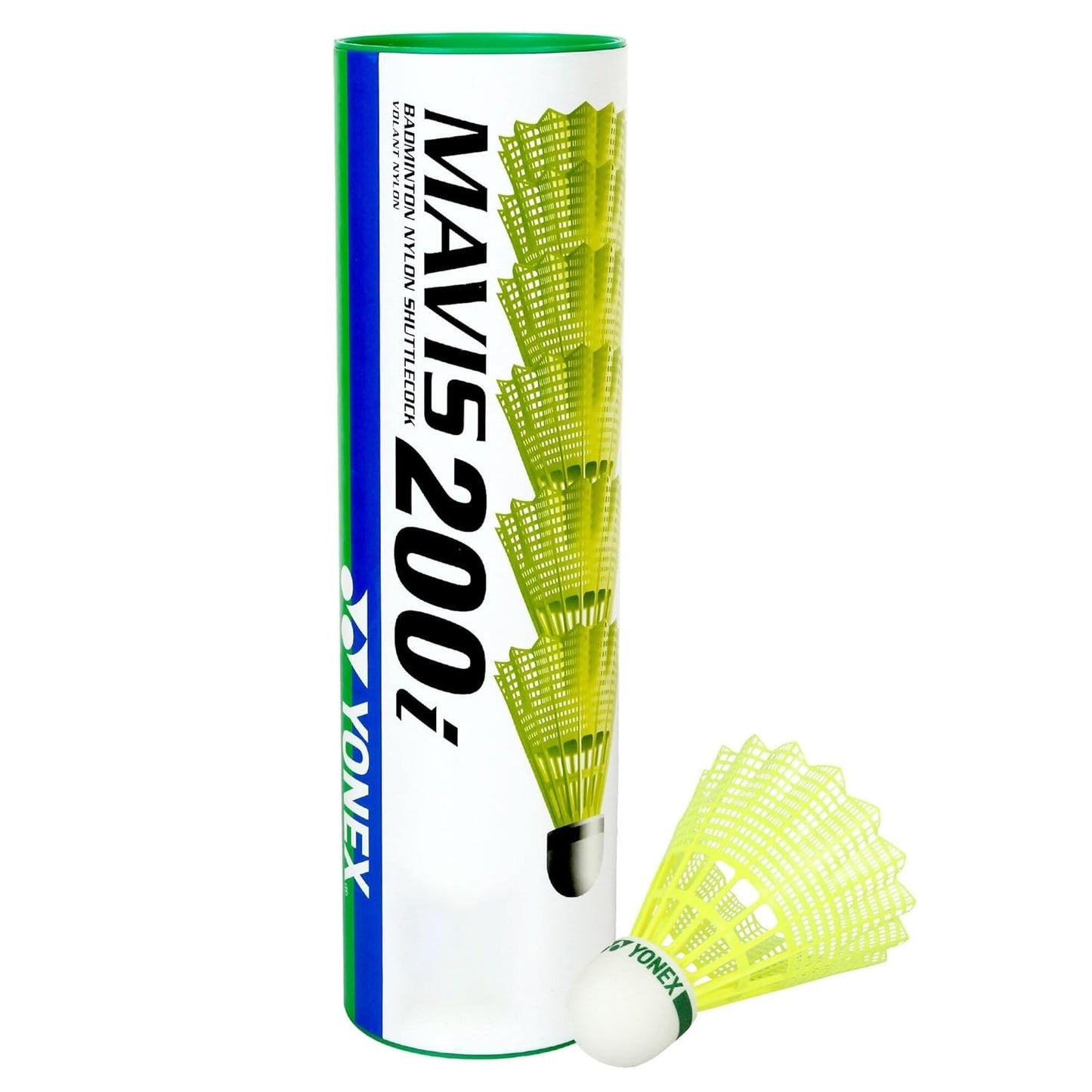 Yonex Mavis 200i ريشة ريشة نايلون أصفر، عبوة من 6 قطع
