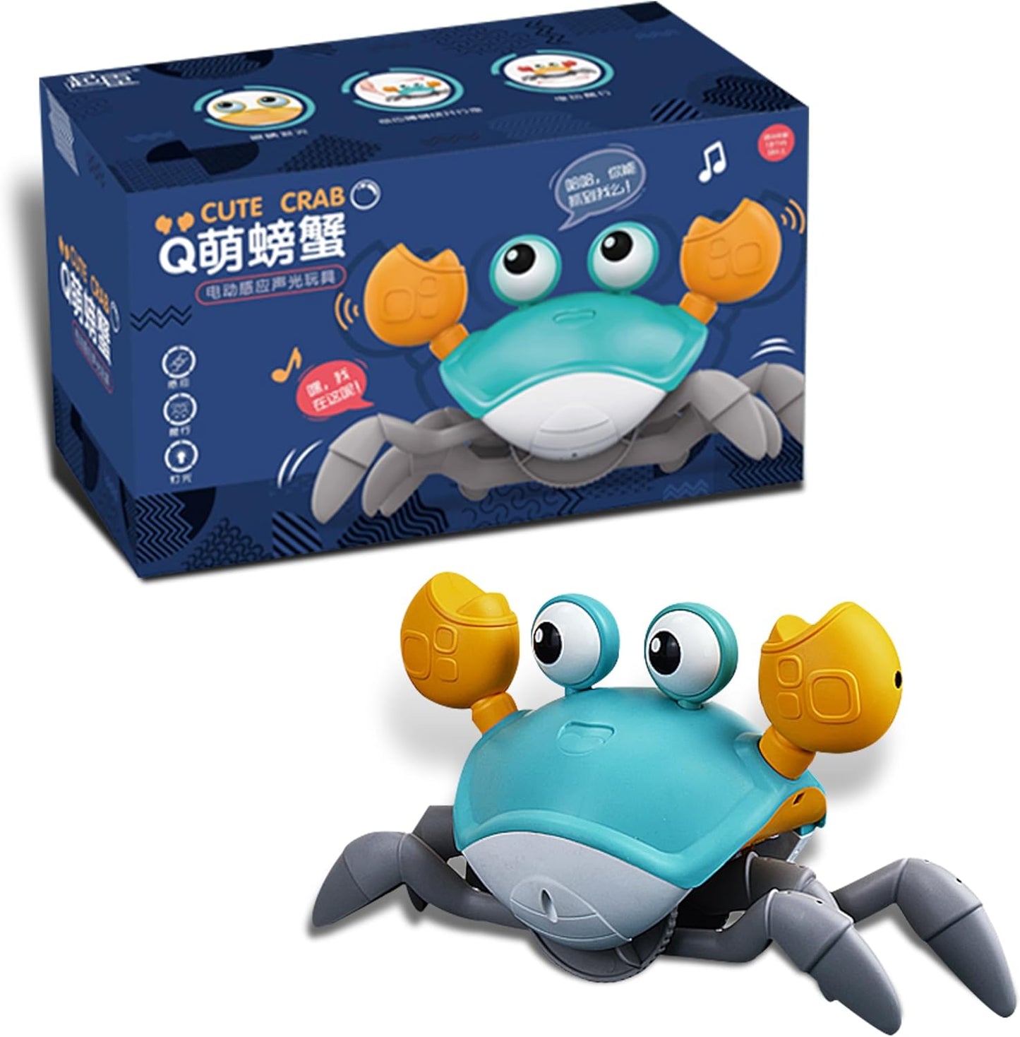 FUNFY Crawling Crab Toy with Rechargeable Battery | Material: Plastic | Lights & Music | Interactive Educational & Fun Toys for Babies & Toddlers |
