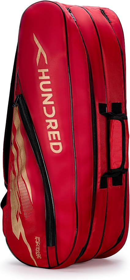 HUNDRED Cosmogear Badminton Bag | Double Zipper | Front Zipper Pocket Bag, Polyester