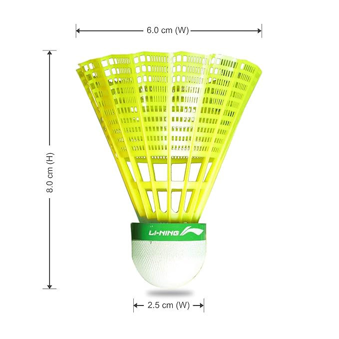 Li-Ning Shuttle-Smash Nylon Shuttlecocks (Yellow, Slow Speed) | Superior Durability | Synthetic Cork