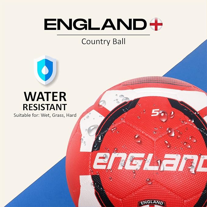 Vector X England Moulded Rubber Soccer Ball, Size 5 (White/Red)