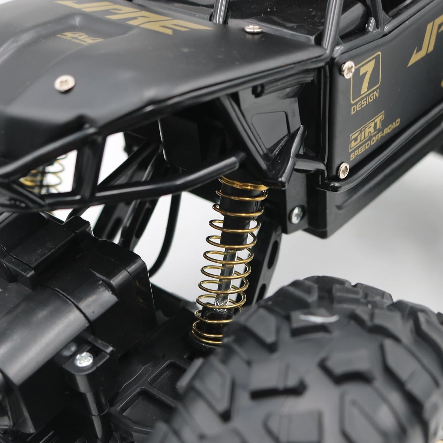 FUNFY 1:16 Rock Explorer RC Toy Car With 4WD | Black | With 4 Soft Suspensions, Dual Motor, Lightning Mist Spray, Better gripping Tyres, Rugged Body and Rechargeable Battery for Kids Gift