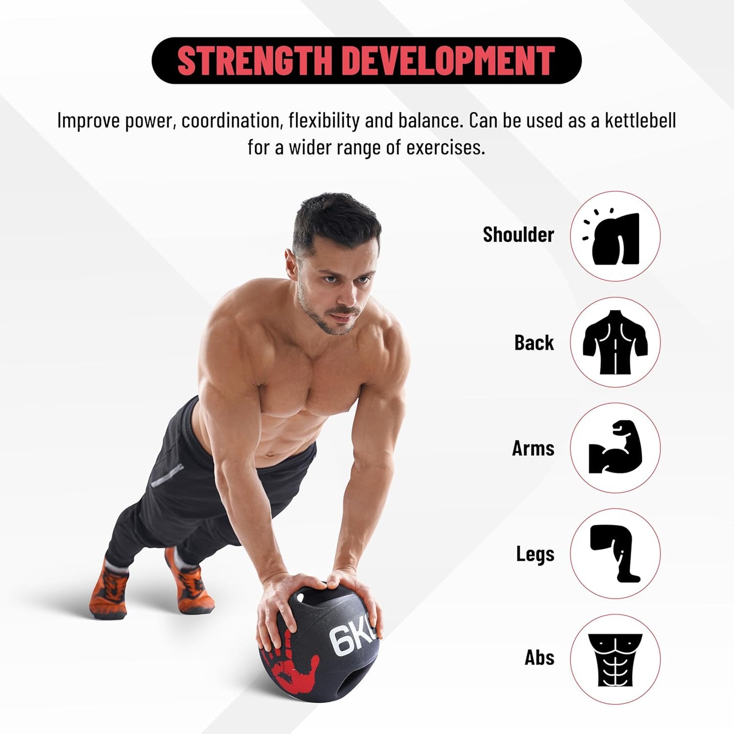Endless Infinity Double Handle Medicine Ball | Black | Rubber | Core Strengthening, Fitness, Cardio, Home and Gym Workouts | For Men and Women
